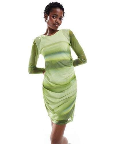 Calvin Klein Illuminated Mesh Dress - Green