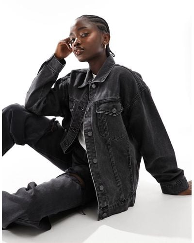 ASOS Veste en jean oversize style années 90 - délavé - Noir