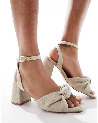 ASOS Hansel Knotted Mid Heeled Sandals - Natural