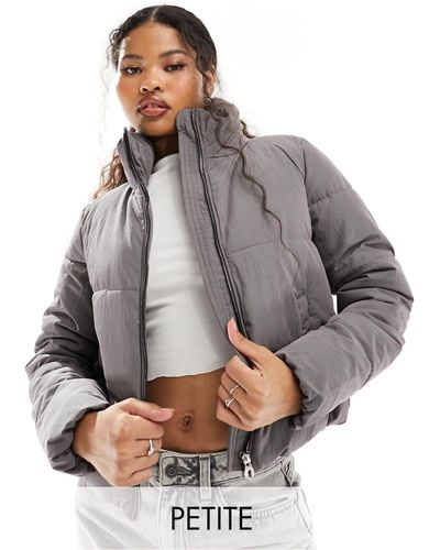 Only Petite Padded High Neck Jacket - Gray