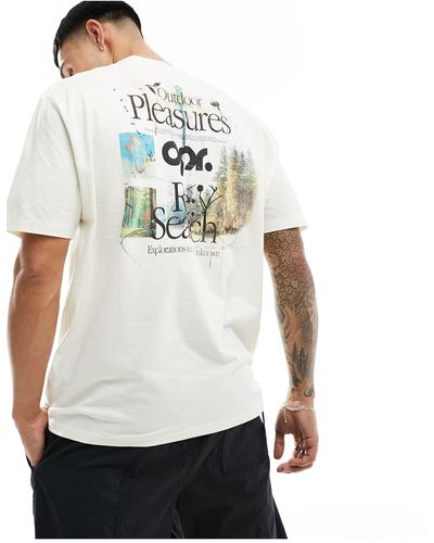 ASOS T-shirt comoda con stampa outdoor sul retro sporco - Bianco