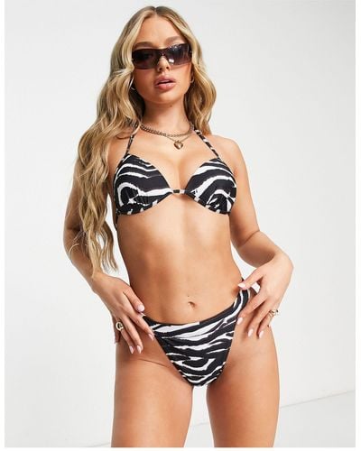 Missguided – mix & match – bikini-tanga mit zebramuster - Mehrfarbig