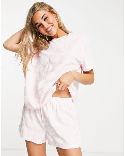 ASOS Mix & Match Towelling Cloud Pajama Tee - Pink