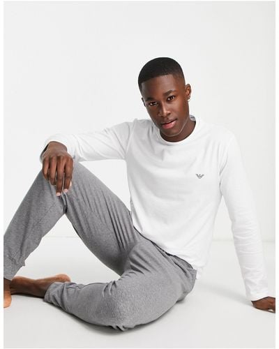 Emporio Armani Bodywear Long Sleeve Top And Lounge sweatpants - White