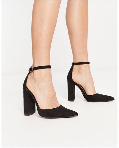 Truffle Collection Block Heeled Pointed Shoes - Black