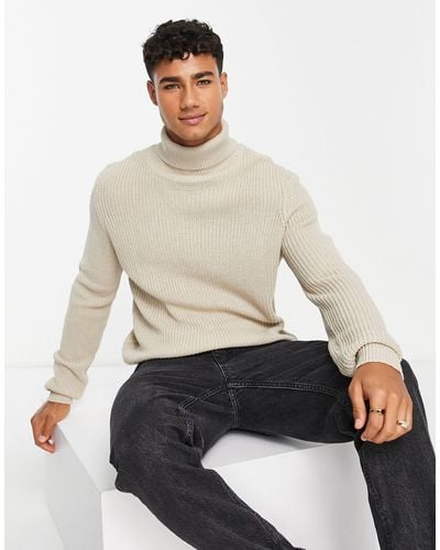 Le Breve Ribbed Roll Neck Sweater - White
