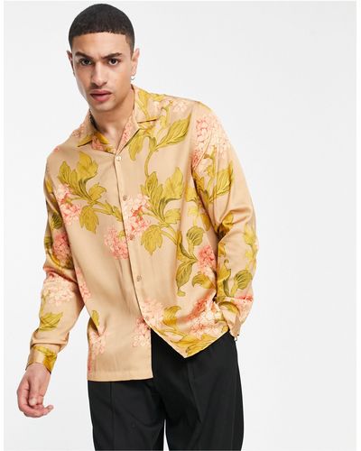 ASOS Ruimvallend Overhemd Met Revers En Bloemen - Meerkleurig