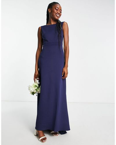 TFNC London Bruidsmeisjes - Maxi-jurk Met Strik Op - Blauw