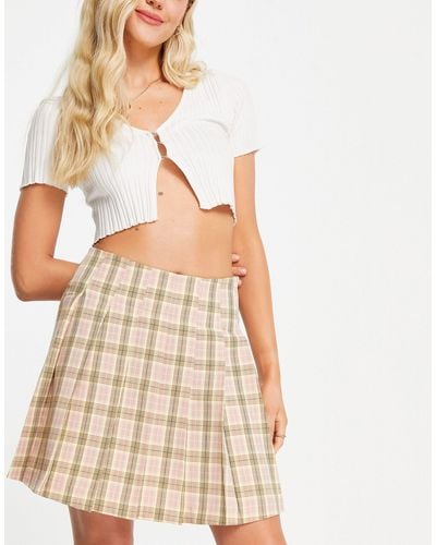 Vila Exclusive Pleated Mini Skirt - Natural