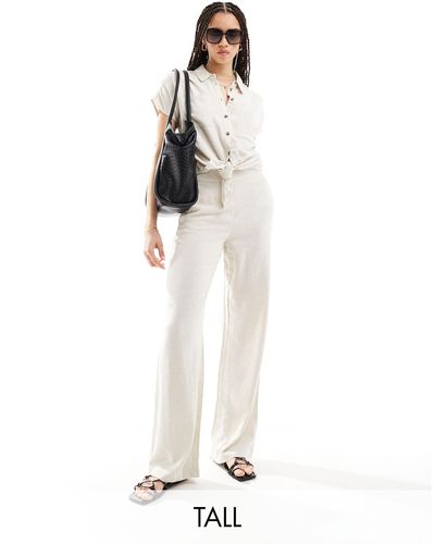 Pieces Wide Leg Linen Trousers Co-ord - White