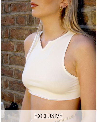 Noisy May Exclusive Notch Front Cropped Tank - Natural