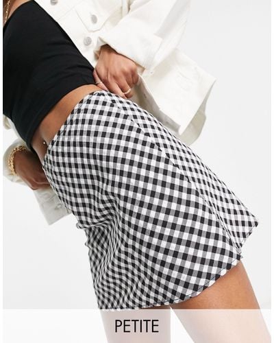 Topshop Unique Mini-jupe à carreaux vichy - et blanc - Noir