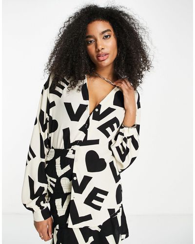 Never Fully Dressed Overhemd Met 'love' Typografie - Zwart