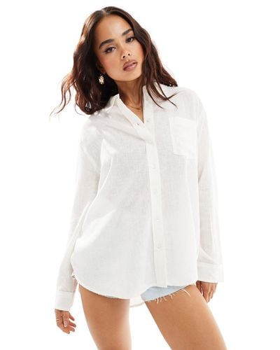 ONLY Linen Oversized Shirt - White