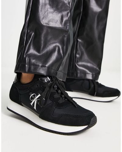 Calvin Klein Runner Sock Lace Up Trainers - Black