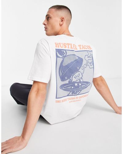 Only & Sons Oversized T-shirt With Taco Back Print - White