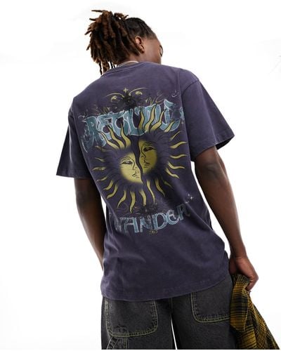 Reclaimed (vintage) T-shirt oversize style skateur avec imprimé céleste mystique - marine - Bleu