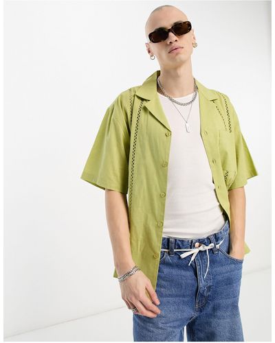 Reclaimed (vintage) Camisa claro con ribete - Verde