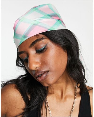 TOPSHOP Check Satin Headscarf - Multicolour