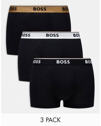 BOSS Power - confezione da 3 paia di boxer aderenti neri - Nero