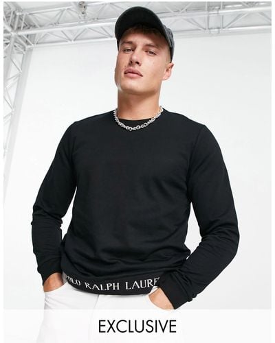Polo Ralph Lauren Sweatshirt With Text Logo Hem - Black