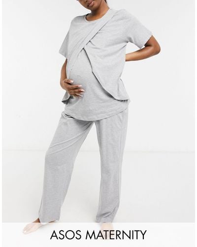 ASOS Asos Design Maternity Mix & Match Straight Leg Jersey Pyjama Trouser - Grey