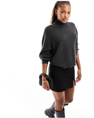 ONLY High Neck Jumper With Stitch Details - Black