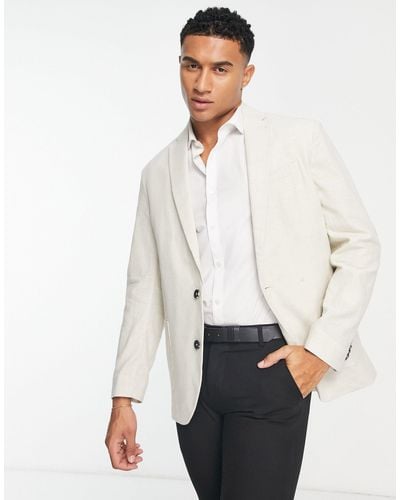 New Look – locker geschnittene anzugjacke aus leinen - Weiß