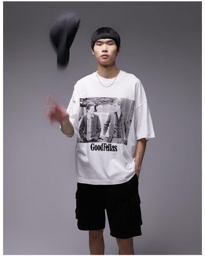 TOPMAN Oversized T-shirt With Goodfellas Box Print And Embroidery - Grey