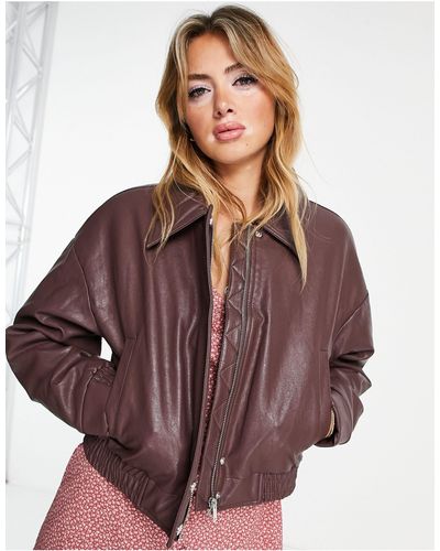 Glamorous Chaqueta bomber estilo retro - Marrón