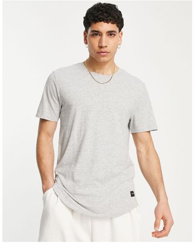 Only & Sons Camiseta larga gris melange con bajo redondeado