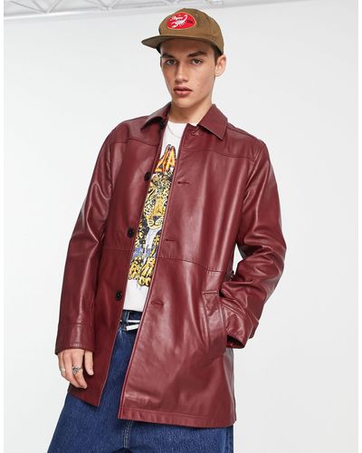 ASOS – trenchcoat aus echtem leder - Rot