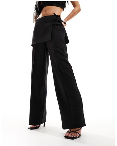 NA-KD Pantalon avec détail superposé - Noir