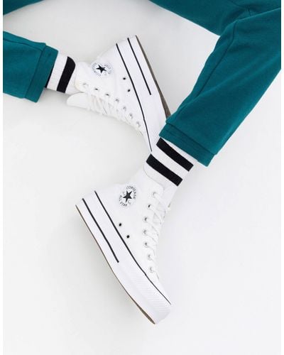 Converse White/black/white - Blue