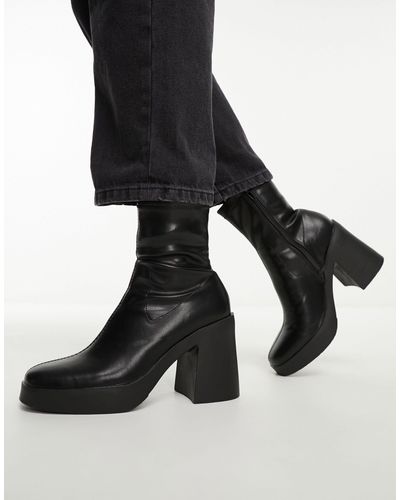New Look Botas negras estilo calcetín elásticas - Negro
