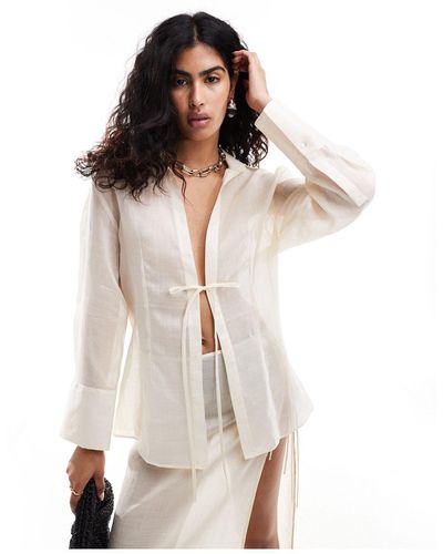 Mango Tie Front Sheer Co-ord Shirt - White