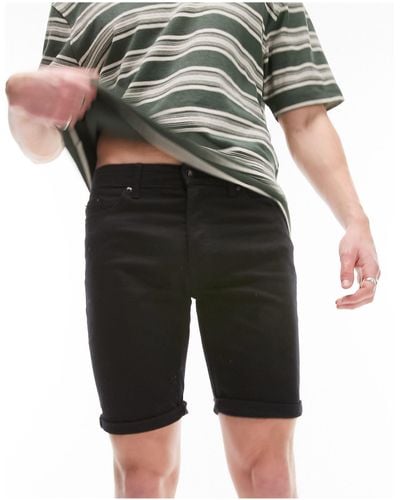 TOPMAN Skinny Denim Shorts - Black