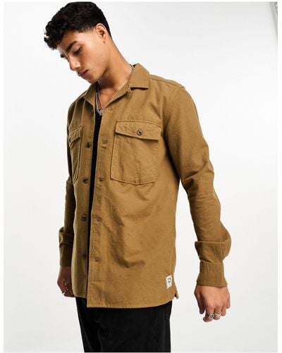 Only & Sons Brushed Cotton Worker Overshirt - Natural