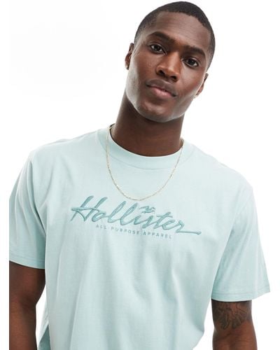 Hollister Relaxed Fit T-shirt With Tonal Embroidery Logo - Blue