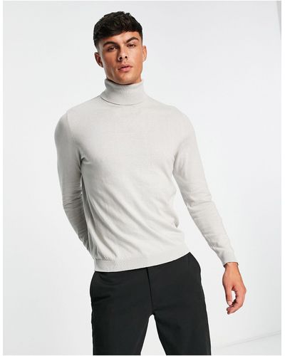 ASOS Knitted Cotton Roll Neck Jumper - White
