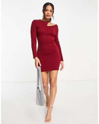 Trendyol Cut Out Shoulder Bodycon Dress - Red