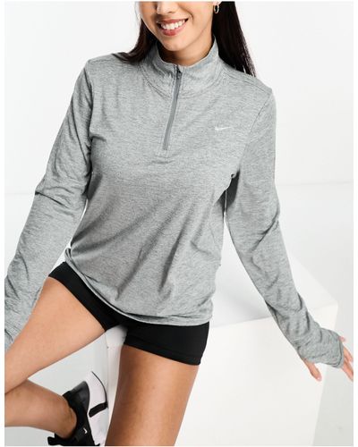 Nike Swift Dri-fit Element Half Zip Long Sleeve Top - Gray