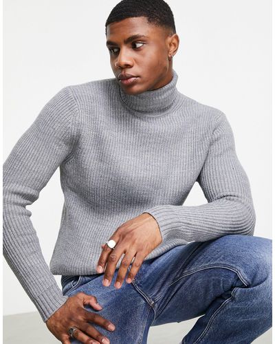 Bershka Roll Neck Sweater - Gray