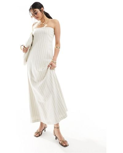 4th & Reckless Linen Mix Bandeau Maxi Dress - White