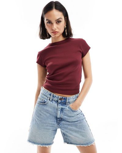 ASOS Shrunken Rib Top With Cap Sleeve - Red