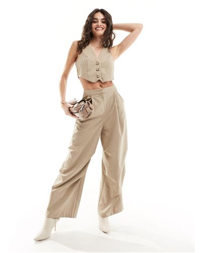 ASOS 2 In 1 Waistcoat Cargo Jumpsuit In Oatmeal - Natural
