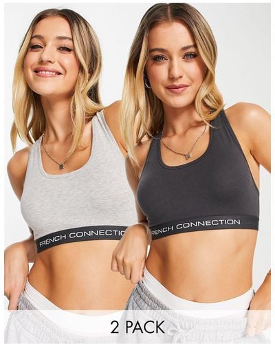 French Connection 2 Pack Crop Top Bralettes - Blue