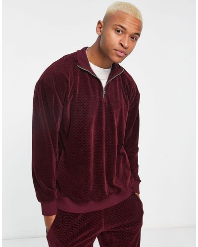 ASOS Co-ord Oversized Half Zip Sweatshirt - Red