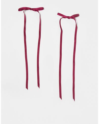Reclaimed (vintage) – haarspangen mit langen stoffbändern - Rot