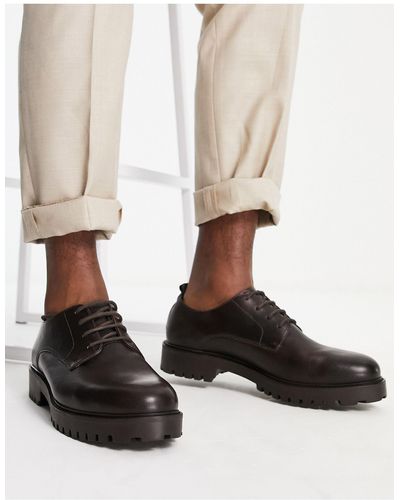 Walk London Zapatos marrones con suela gruesa y cordones - Blanco